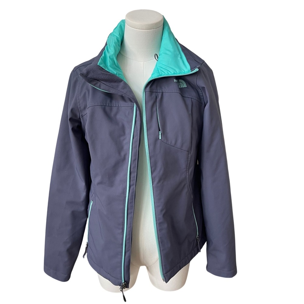 The North Face Apex Softshell Jacket Women S Gray Teal Wind Water‎ Resistant - Picture 3 of 16